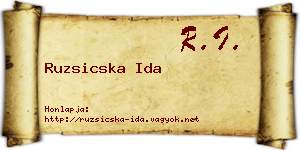 Ruzsicska Ida névjegykártya